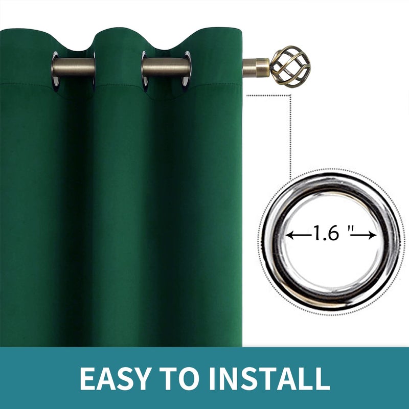 BGment Blackout Curtains - Grommet Thermal Insulated Room Darkening Bedroom and Living Room Curtain, Set of 2 Panels (52 x 54 Inch, Emerald) - Image 5